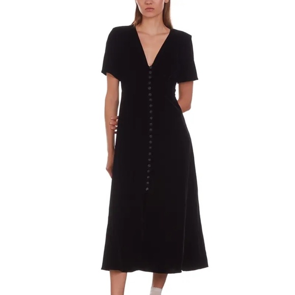 The Kooples Dresses & Skirts - 🖤 NWT The Kooples Black Velvet Short Sleeve Midi Dress | $445 Retail!